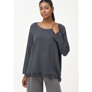 BNWT 🖤 M Made in Italy Boat-Neck Fringe Knit Sweater